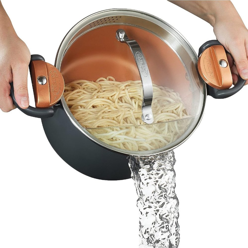 5 Quart Stock Multipurpose Pasta Pot with Strainer Lid